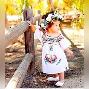 Traditional Mexican dress embroidered dress